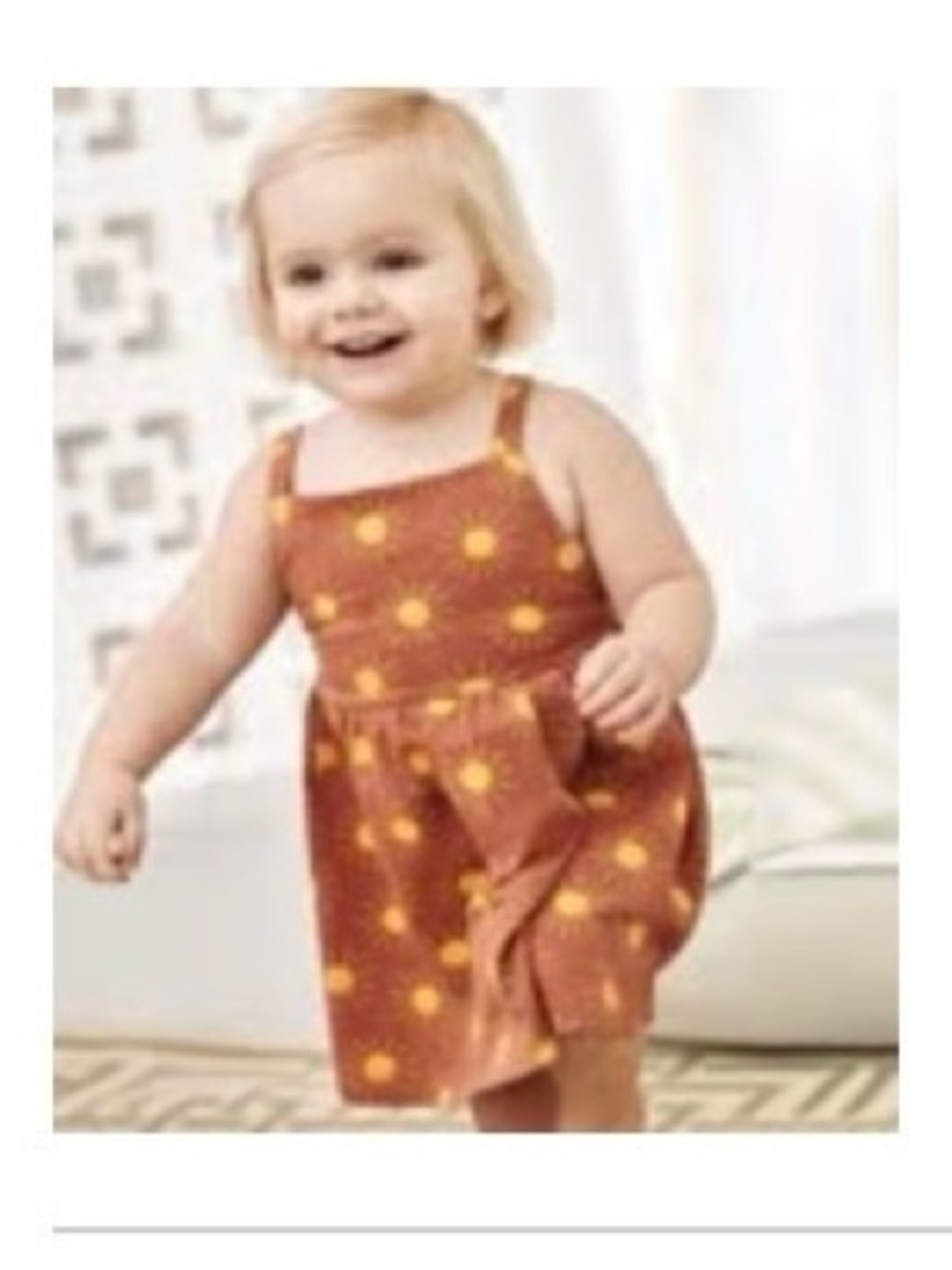 Hanna Andersson Apron Sundress with Bloomers in Yellow Suns Pattern